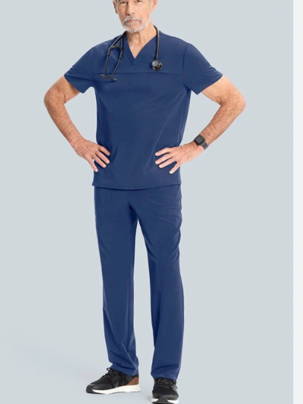 MEDELITA Men’s Set V-Neck Scrub Top / Cargo Drawstring Scrub Pant | M